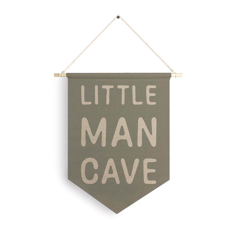 Qpenm Little Man Cave Hanging Wall Canvas Banner, Kids Playroom Hanging Pennant Flag Prints, Nursery Boy Wall Decor, Baby Boy Wall Art poster&prints - Image 1