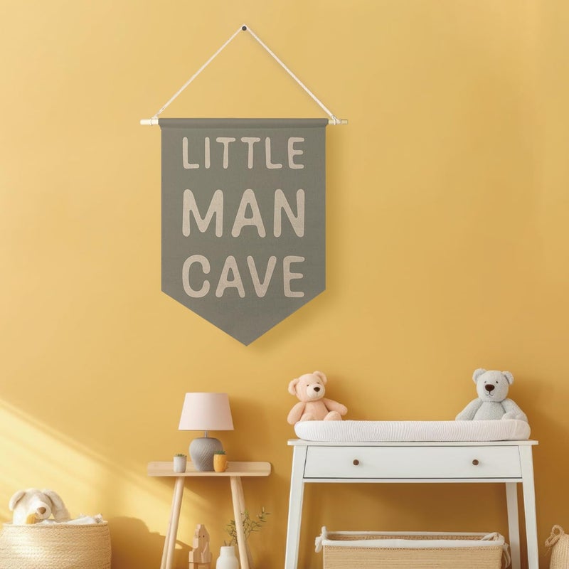 Qpenm Little Man Cave Hanging Wall Canvas Banner, Kids Playroom Hanging Pennant Flag Prints, Nursery Boy Wall Decor, Baby Boy Wall Art poster&prints - Image 5