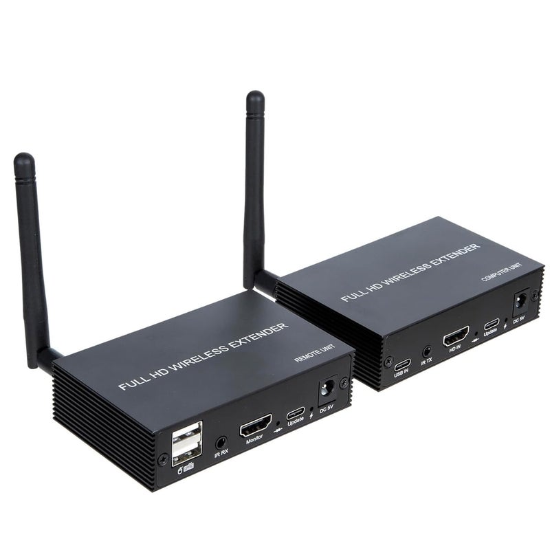 Microware جهاز إرسال واستقبال HDMI KVM لاسلكي 200م/650 قدم 1080P@60Hz وUSB لنقل الفيديو والصوت ولوحة المفاتيح والفأرة من الكمبيوتر إلى التلفاز. - Image 1