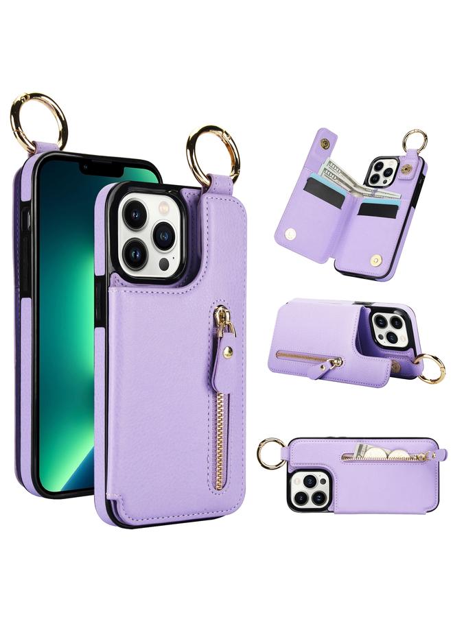 Zaboon Case For iPhone 13 Pro Litchi Texture Zipper Double Buckle Card Bag Phone Case - Image 1