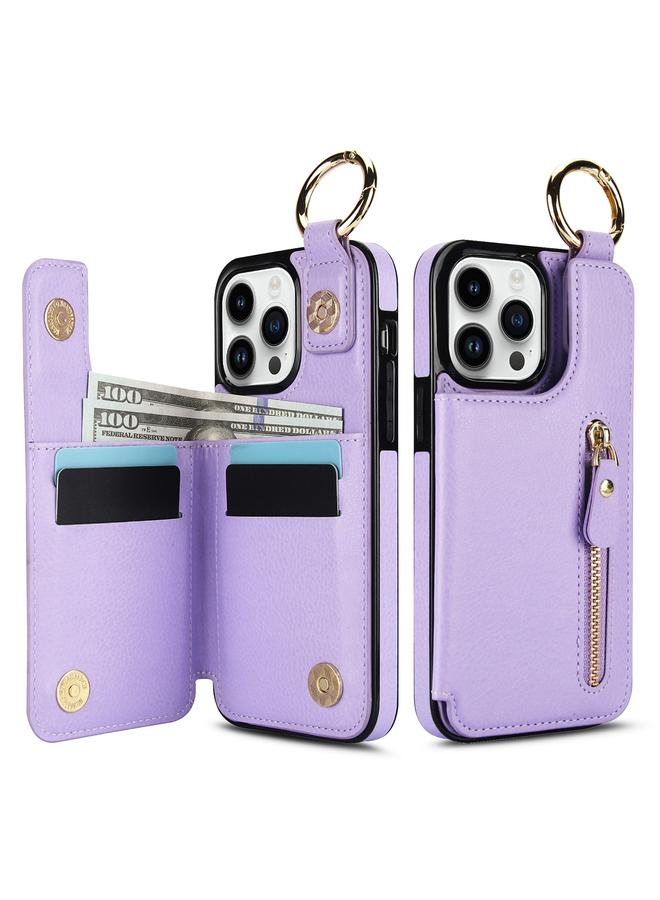 Zaboon Case For iPhone 13 Pro Litchi Texture Zipper Double Buckle Card Bag Phone Case - Image 2
