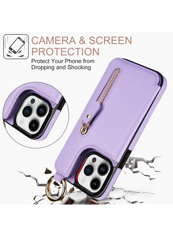 Zaboon Case For iPhone 13 Pro Litchi Texture Zipper Double Buckle Card Bag Phone Case - Image 3