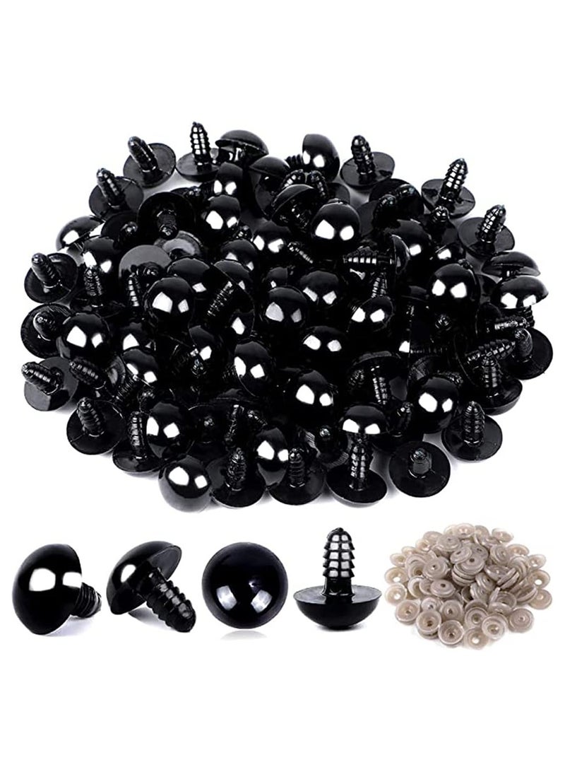 KASTWAVE 120 Pcs Plastic Safety Crochet Doll Eyes Bulk with Washers, for Crochet Crafts Washer Assorted Sizes for Doll, Plush Animal and Teddy Bear Puppet Craft Making (0.24 Inch/6 mm) - Image 1