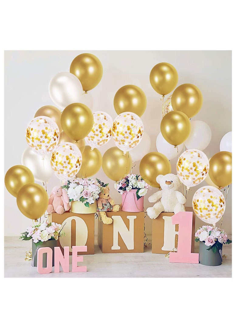 Highland 50-Piece  Golden and White Balloon Decoration Set for Birthday/Baby Shower/Anniversary Party  - Image 5