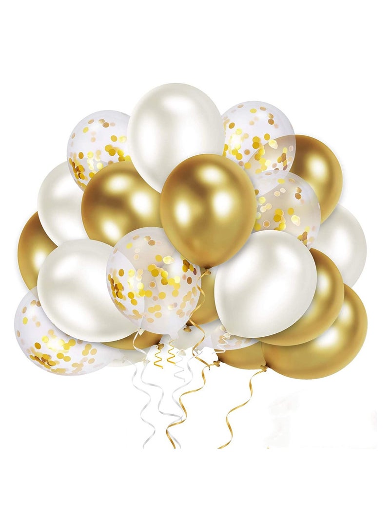 Highland 50-Piece  Golden and White Balloon Decoration Set for Birthday/Baby Shower/Anniversary Party  - Image 1