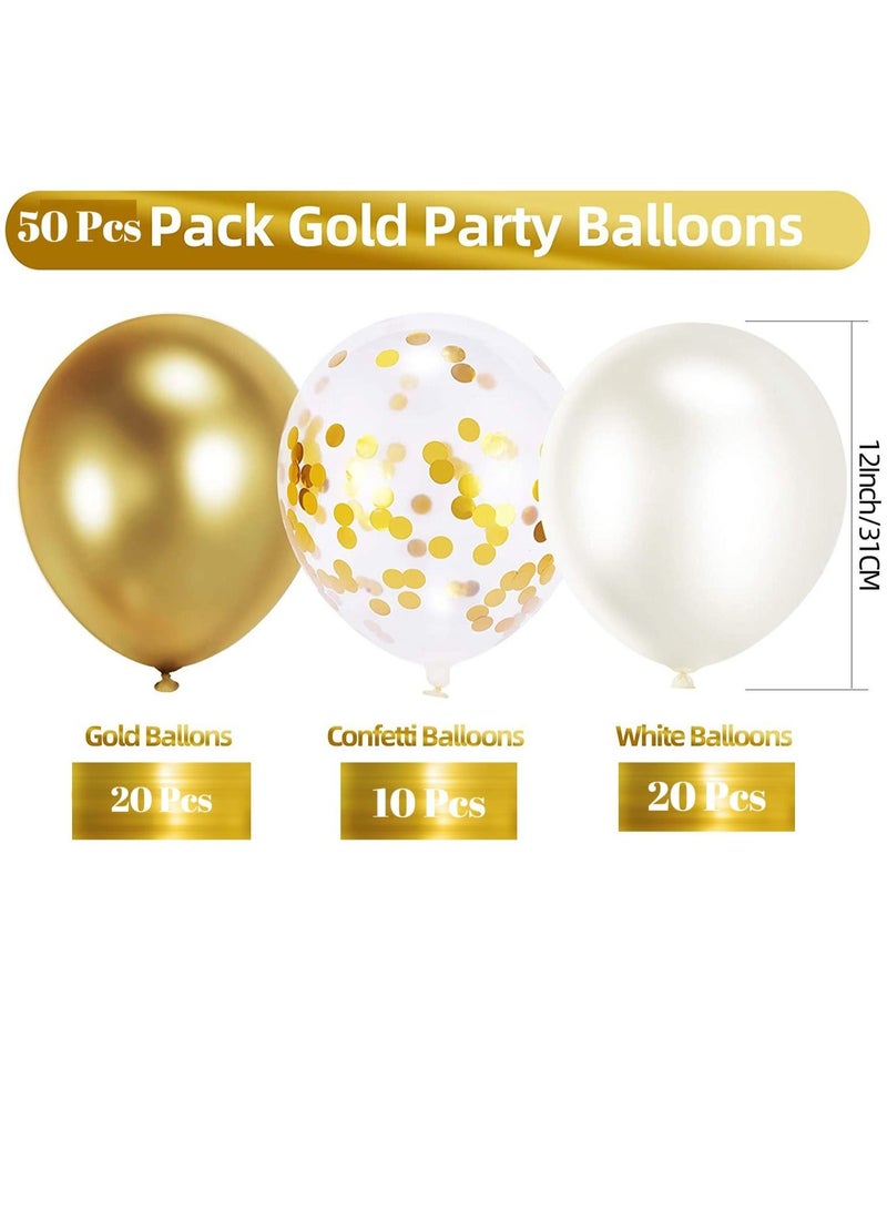Highland 50-Piece  Golden and White Balloon Decoration Set for Birthday/Baby Shower/Anniversary Party  - Image 2