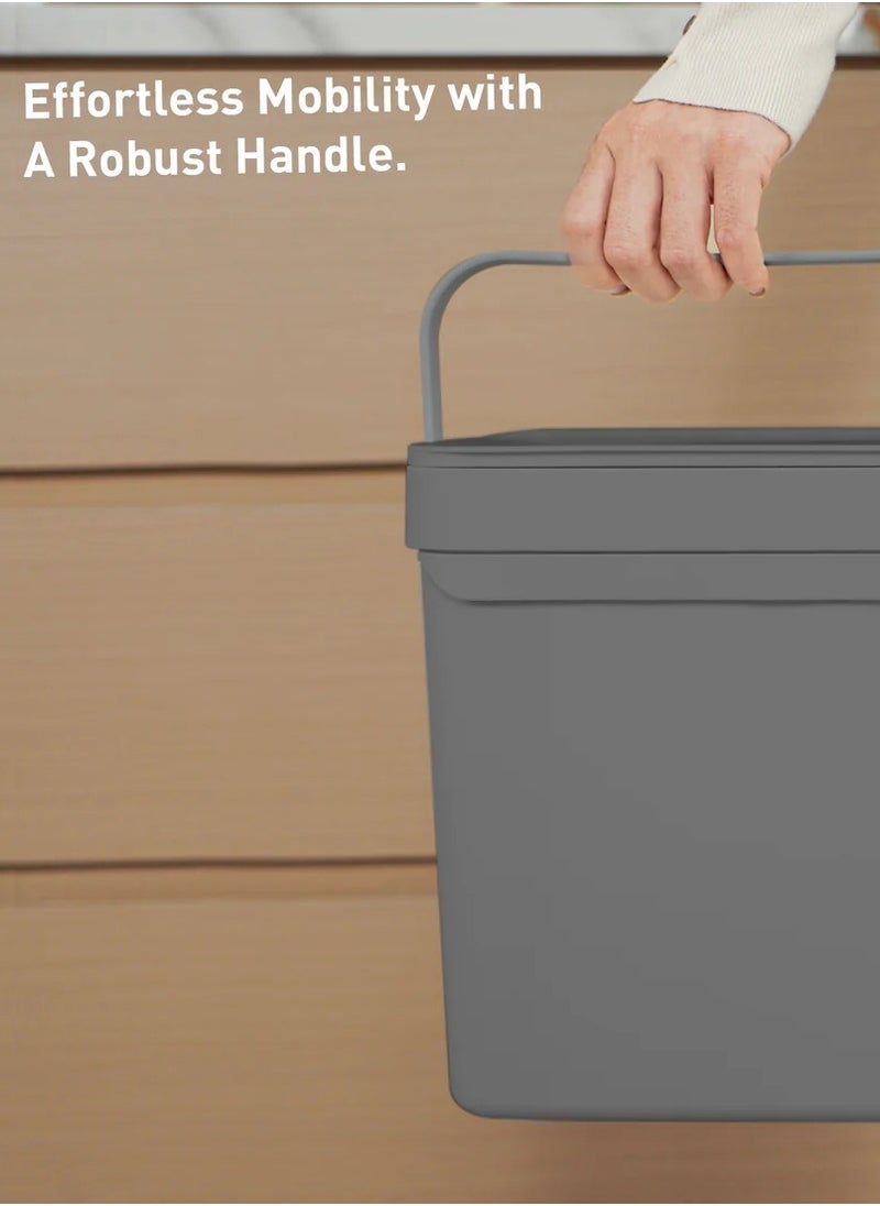 EKO PURO II SERIES | Mountable Compost Bin | Suitable For Kitchen Counter-Tops & Under Sinks | Fingerprint-Resistant | Matte Grey | 5L  - Image 4