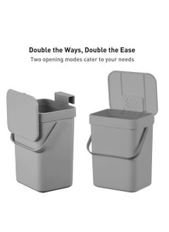 EKO PURO II SERIES | Mountable Compost Bin | Suitable For Kitchen Counter-Tops & Under Sinks | Fingerprint-Resistant | Matte Grey | 5L  - Image 5