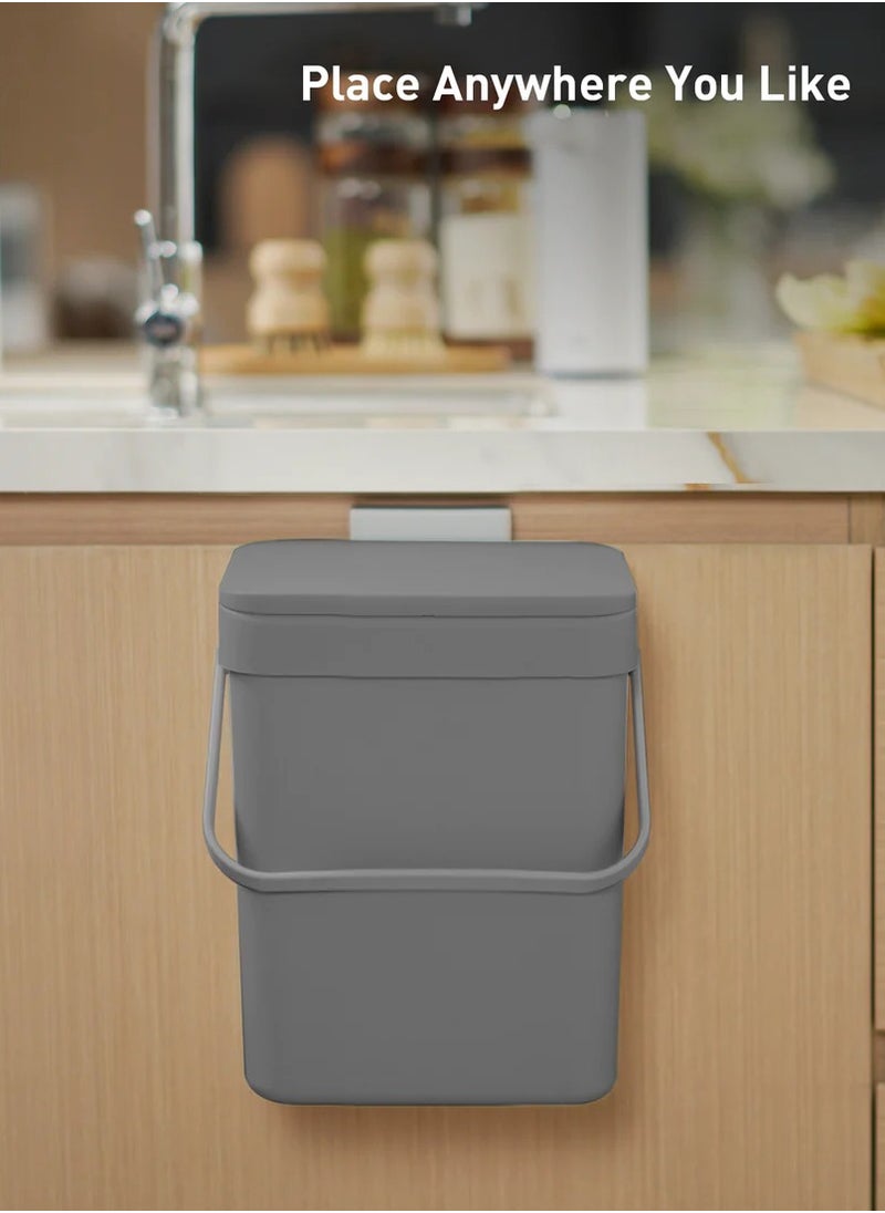 EKO PURO II SERIES | Mountable Compost Bin | Suitable For Kitchen Counter-Tops & Under Sinks | Fingerprint-Resistant | Matte Grey | 5L  - Image 3