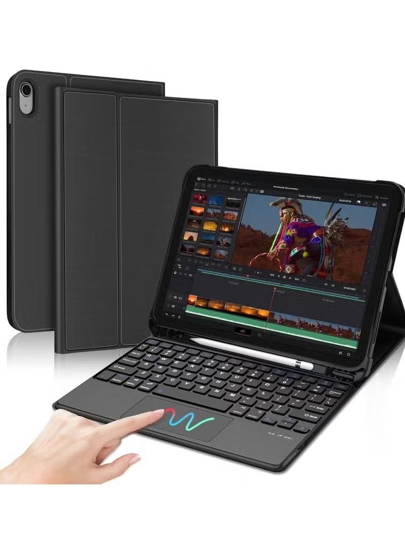 Rabos iPad Pro 13-Inch (2024, M4) Wireless Keyboard Case with Built-in Touchpad – Magnetic Detachable Bluetooth Keyboard | Multi-Gesture Trackpad | Smart Folio Stand Cover with Auto Wake/Sleep | Slim Lightweight Full Protection Case for iPad Pro 13 – Black - Image 1