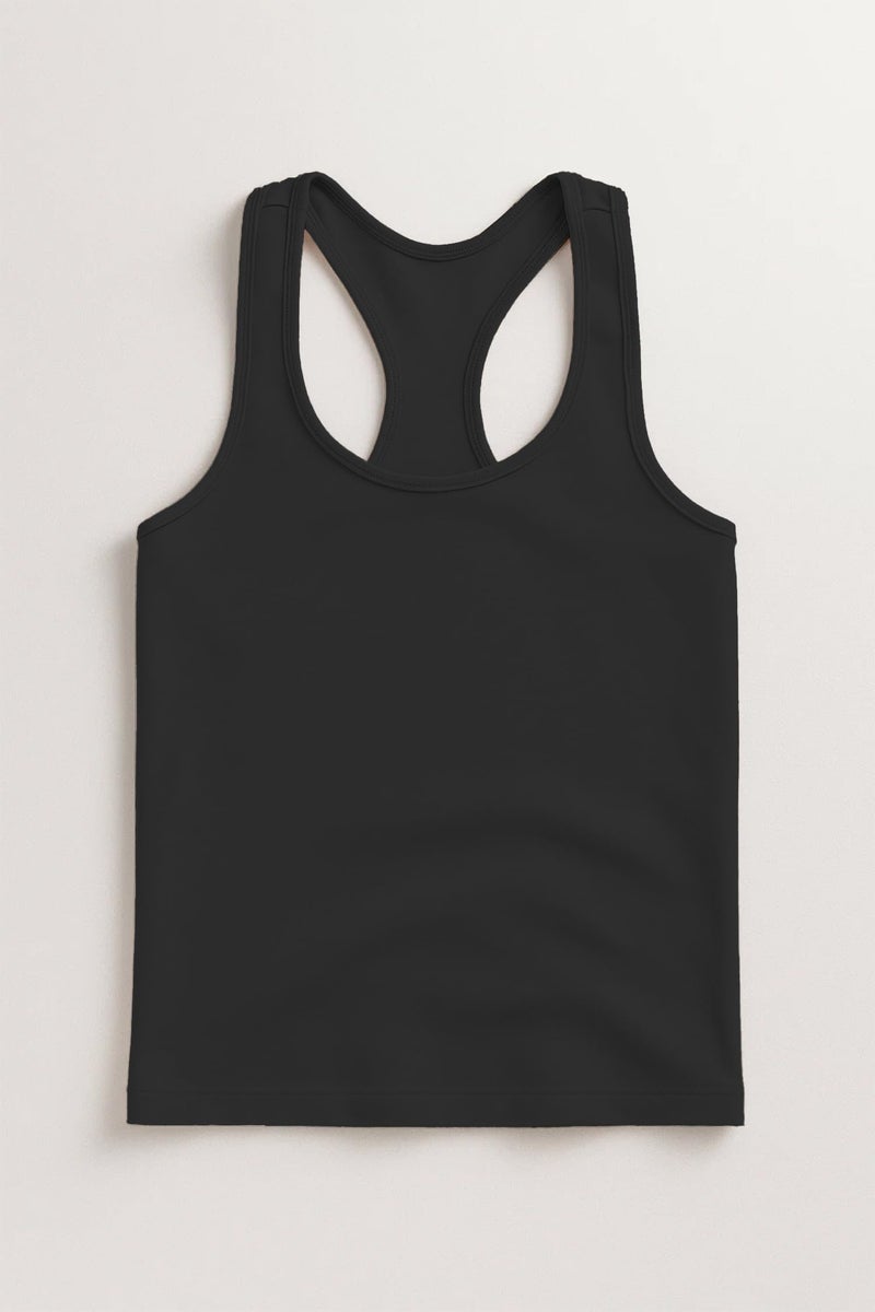 Kurve Premium Girls Seamless Supersoft Wide Strap Comfortable Racerback Tank (Made with Love in The USA), Black, Age 4-7 - Image 3