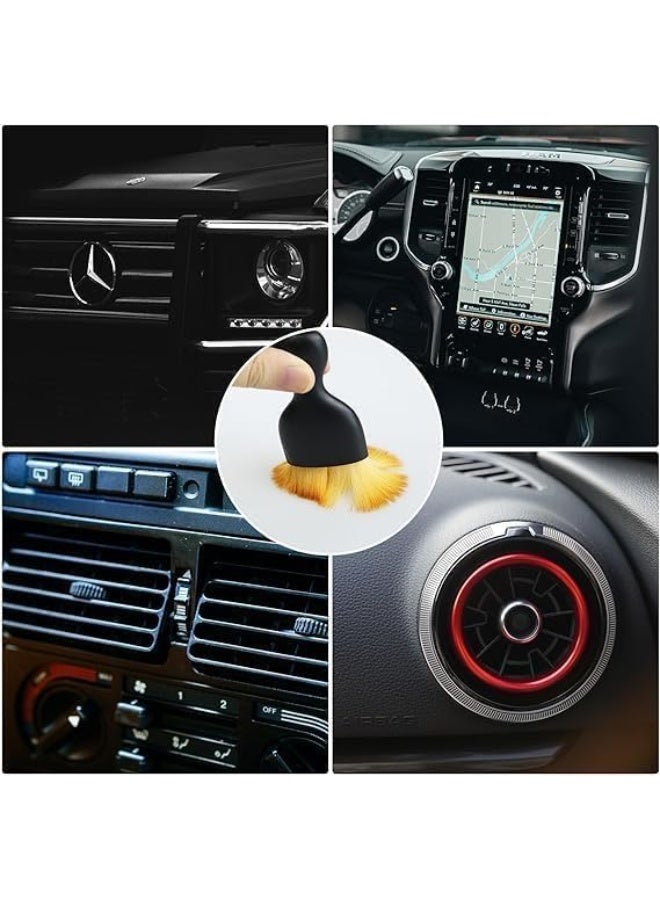 Car Interior Dust Brush, Soft Bristle Detailing Tool with Protective Cover, Black - Image 4