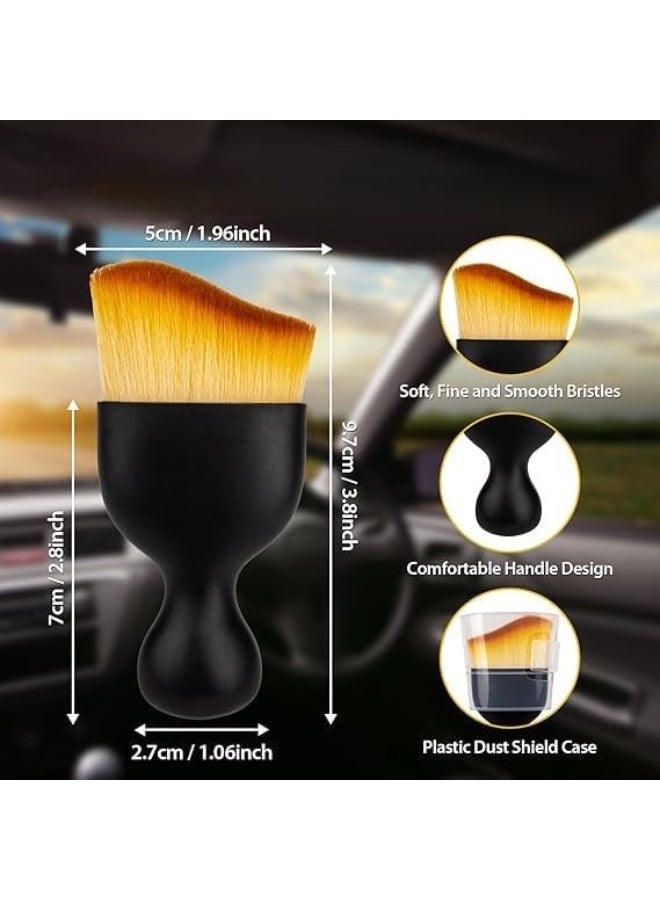 Car Interior Dust Brush, Soft Bristle Detailing Tool with Protective Cover, Black - Image 5