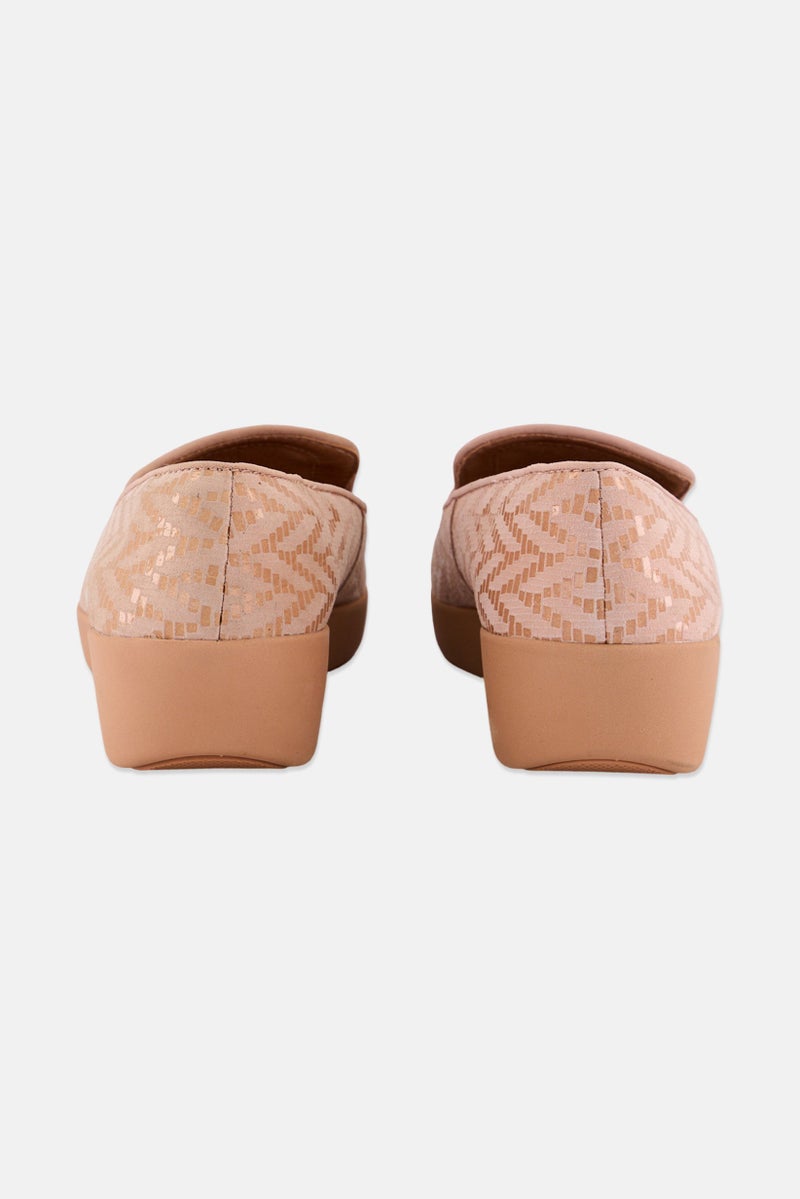 FitFlop Women Audery Chevron Slip On Smoking Loafers Shoes, Oyster Pink  - Image 4