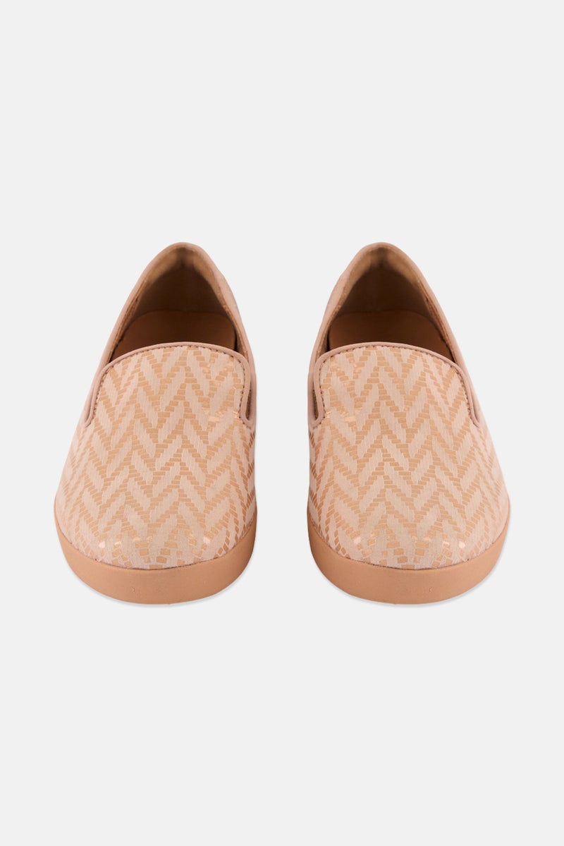FitFlop Women Audery Chevron Slip On Smoking Loafers Shoes, Oyster Pink  - Image 2
