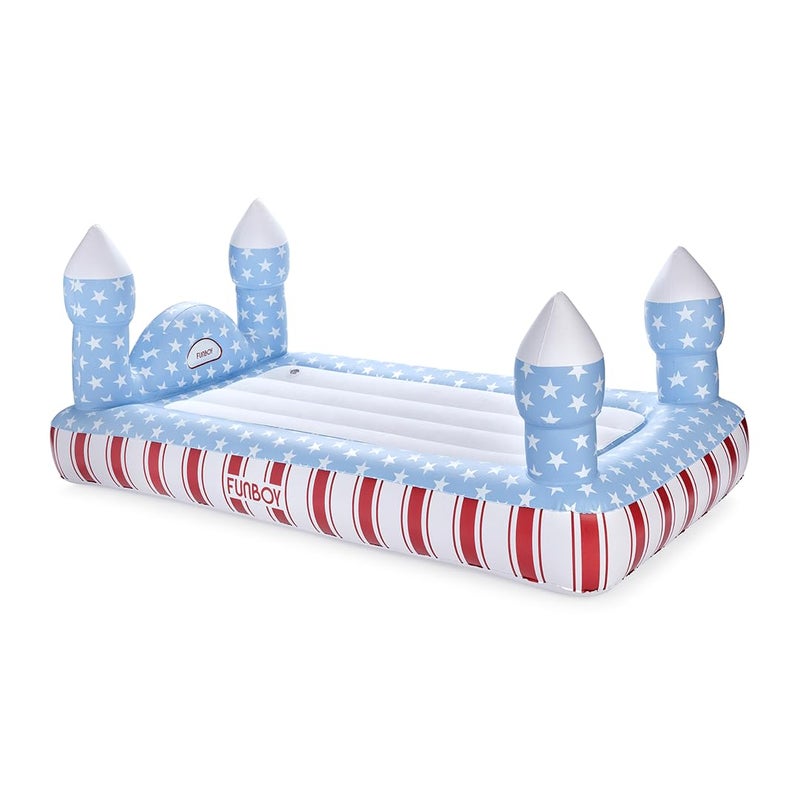 FUNBOY Twin Inflatable Red White Blue Castle Air Mattress with Portable Storage Bag for 4th of July Sleepovers Travel Camping - Image 2