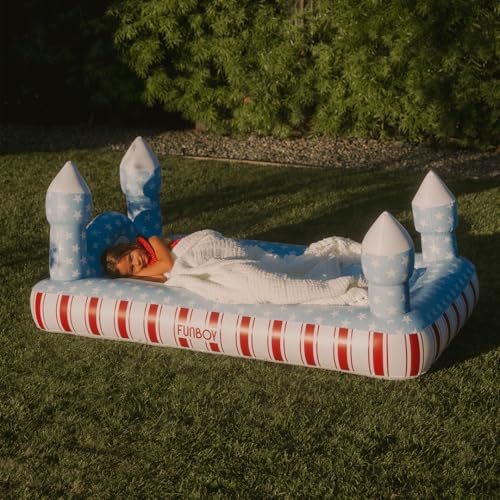 FUNBOY Twin Inflatable Red White Blue Castle Air Mattress with Portable Storage Bag for 4th of July Sleepovers Travel Camping - Image 3