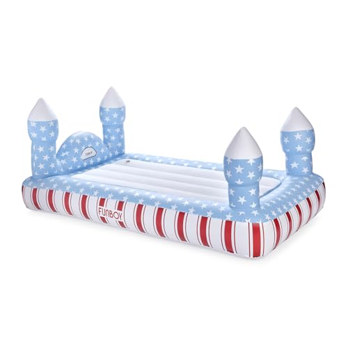 FUNBOY Twin Inflatable Red White Blue Castle Air Mattress with Portable Storage Bag for 4th of July Sleepovers Travel Camping - Image 1