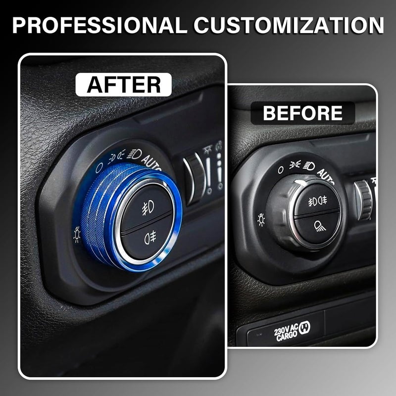 MOCHENT 8Pcs Blue Button Knob Cover Set for Jeep Wrangler JL JLU & Gladiator JT Accessories - Image 4