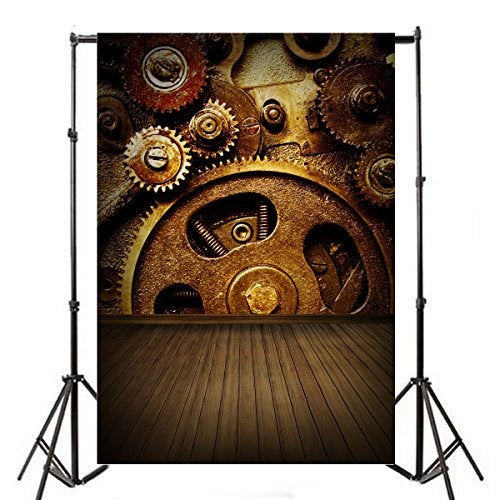 AOFOTO 5x7ft Steampunk Photography Backgrounds Vintage Photo Backdrop Mechanical Gears Industrial Scene Stripe Nostalgic Props Video Studio Adult Man Boy Artistic Portrait Vinyl Wallpaper - Image 3