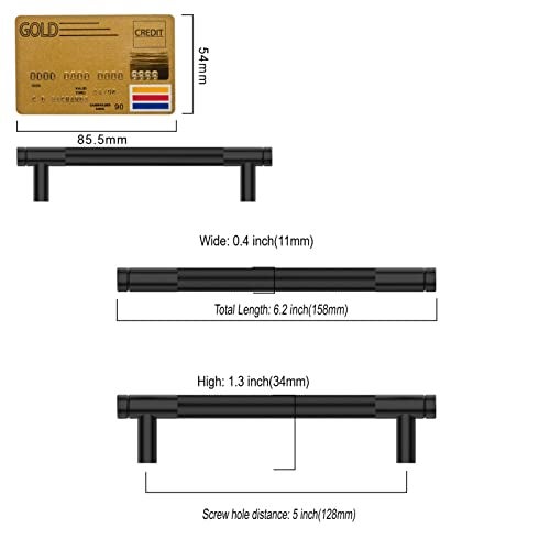 Amerdeco 10 Pack Matte Black Knurled Cabinet Pulls 5 Inch Center to Center Kitchen Cabinet Handles for Drawer Dresser, Cupboard and Wardrobe ZH0031 - Image 5