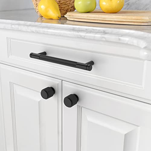 Amerdeco 10 Pack Matte Black Knurled Cabinet Pulls 5 Inch Center to Center Kitchen Cabinet Handles for Drawer Dresser, Cupboard and Wardrobe ZH0031 - Image 3