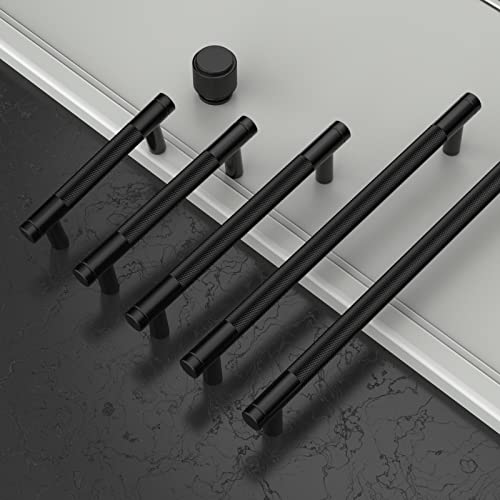Amerdeco 10 Pack Matte Black Knurled Cabinet Pulls 5 Inch Center to Center Kitchen Cabinet Handles for Drawer Dresser, Cupboard and Wardrobe ZH0031 - Image 2