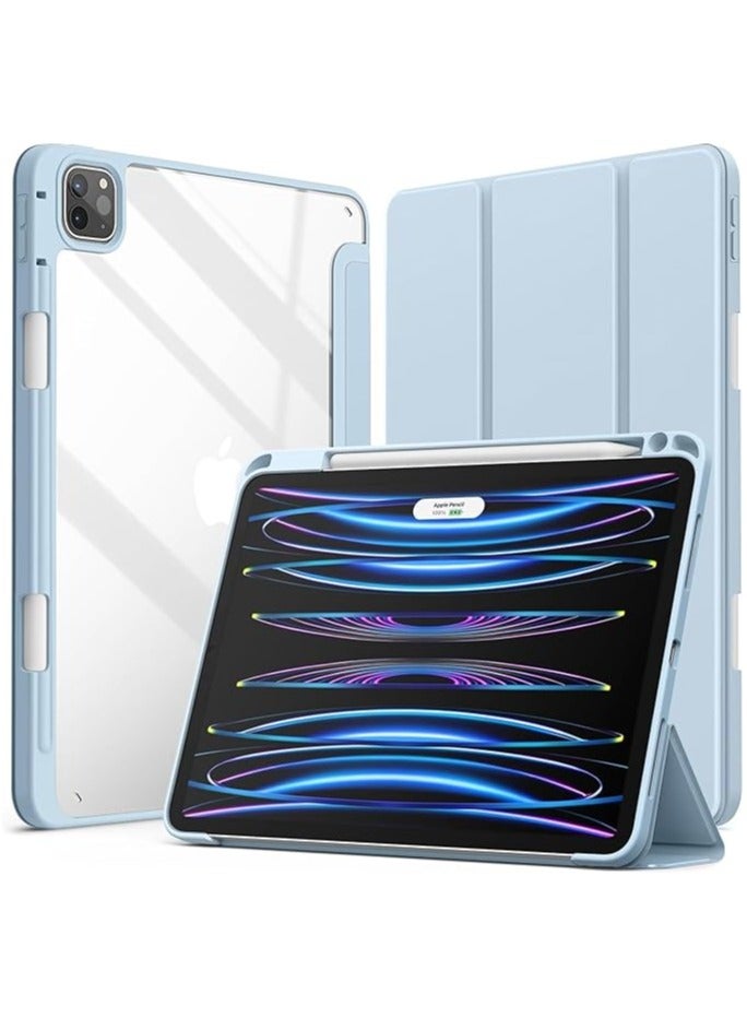 Case Compatible with New iPad Pro 13 inch 2024 M4 with Built-in Pencil Holder, for iPad Pro 13 with Hard Clear Back Cover, (Baby Blue) - Image 1