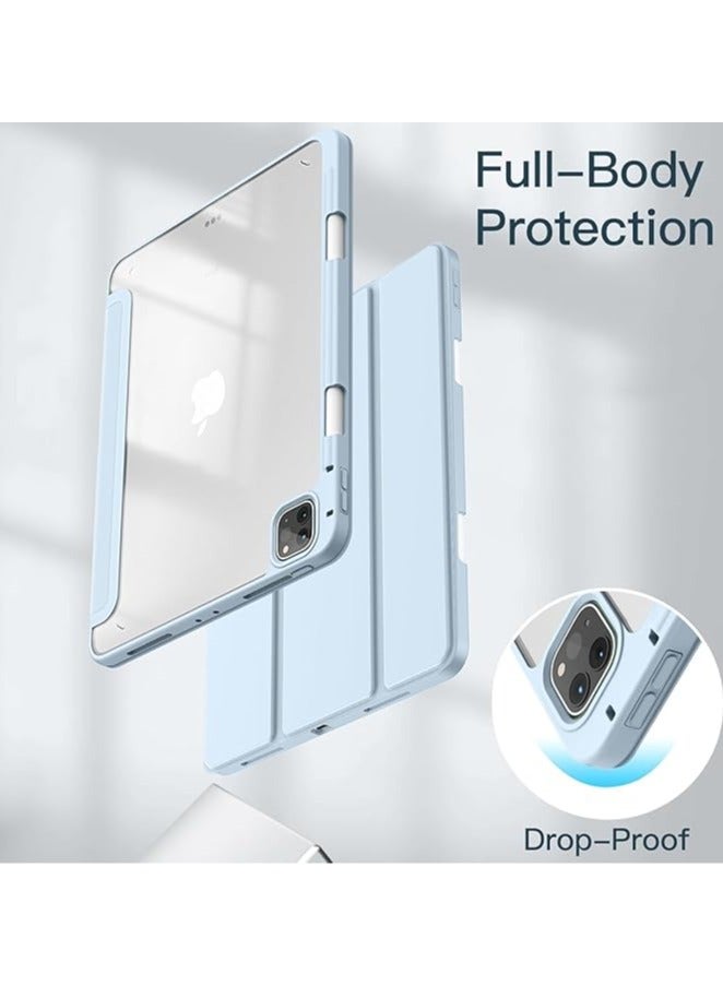 Case Compatible with New iPad Pro 13 inch 2024 M4 with Built-in Pencil Holder, for iPad Pro 13 with Hard Clear Back Cover, (Baby Blue) - Image 2