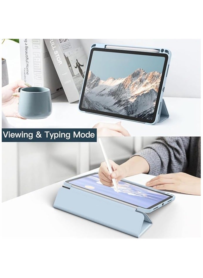 Case Compatible with New iPad Pro 13 inch 2024 M4 with Built-in Pencil Holder, for iPad Pro 13 with Hard Clear Back Cover, (Baby Blue) - Image 3