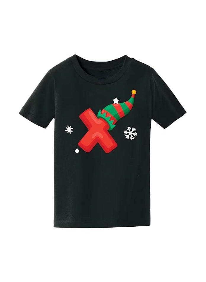 PRINTSHOP4ME - Christmas Initial Letter Printed Kids T-Shirts For Boys-Fun And Festive Holiday Gift For Your Little Guy-Gifts For Friends And Family Printed Round Neck T-Shirts For Kids - Image 1