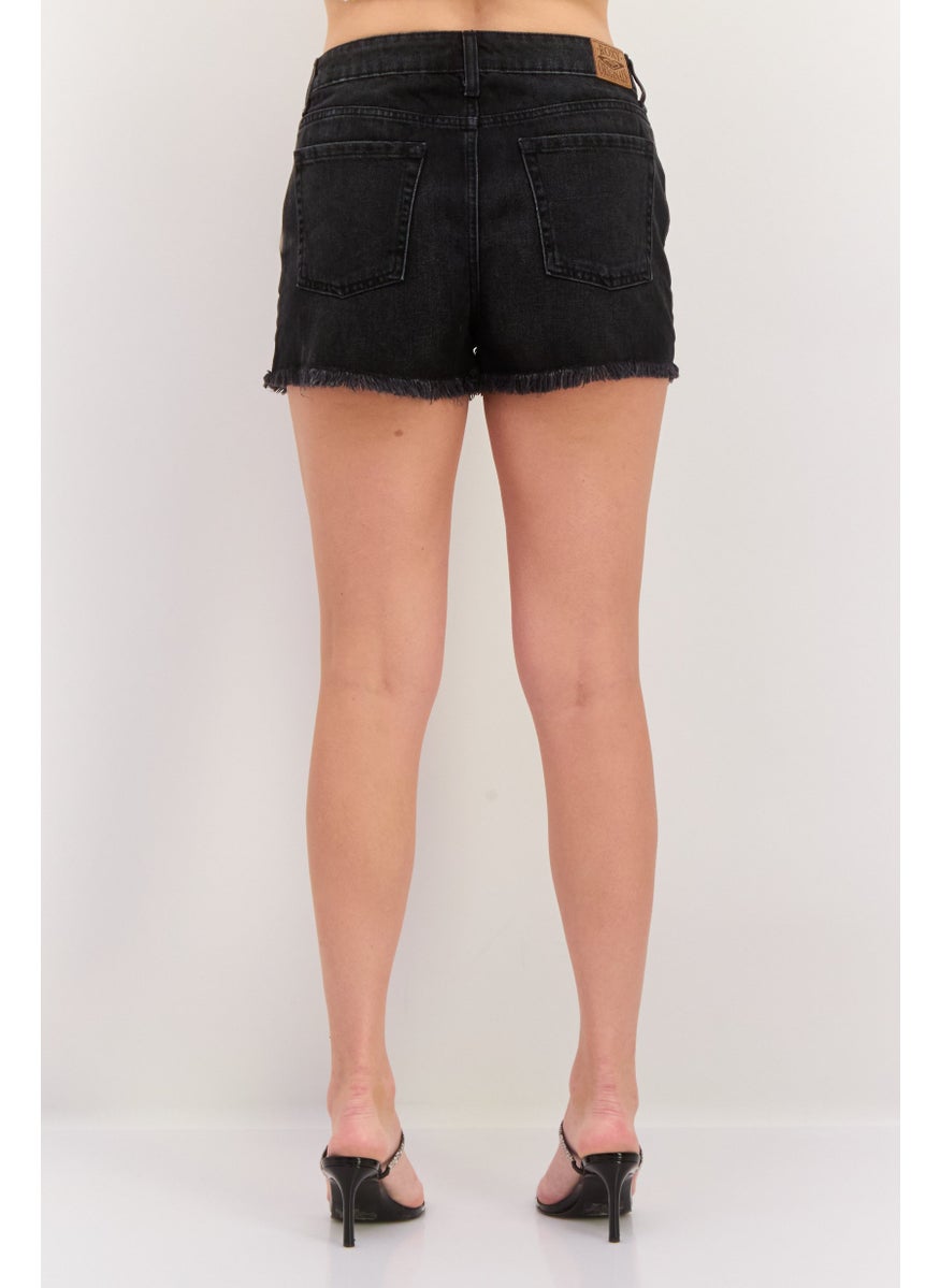 Women Washed Distress Denim Short, Black - pzsku/Z68F6422555110F12F6E3Z/45/_/1737642537/149ecdca-46e8-4918-ab40-3c8edca26b2f