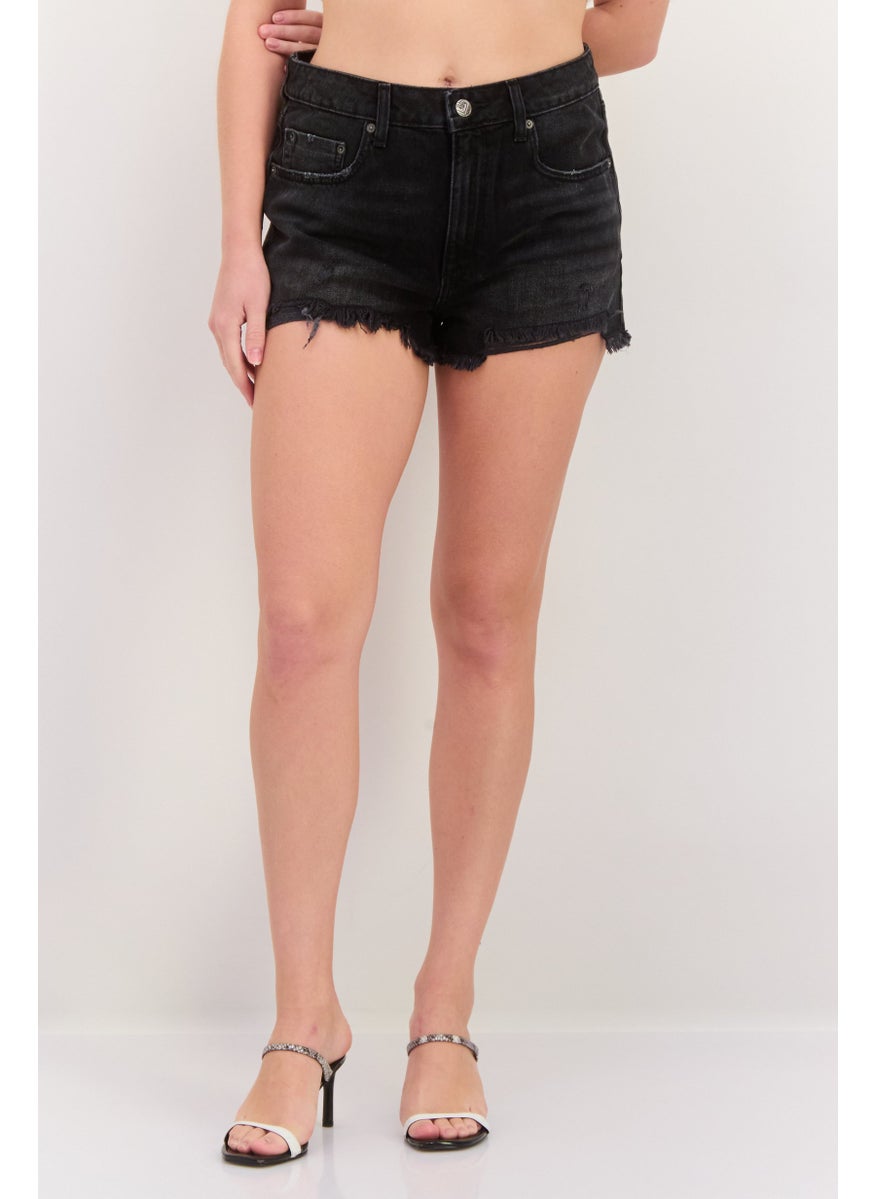 Women Washed Distress Denim Short, Black - pzsku/Z68F6422555110F12F6E3Z/45/_/1737642539/4d304b8e-6191-4268-8546-db53c0f20c2d