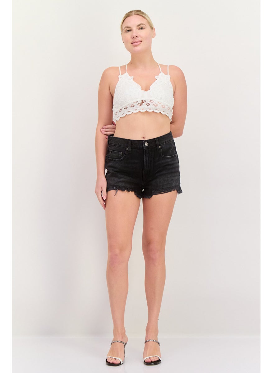 Women Washed Distress Denim Short, Black - pzsku/Z68F6422555110F12F6E3Z/45/_/1740495424/89b3fa6a-7eff-4075-9c8c-83c9773ab7df