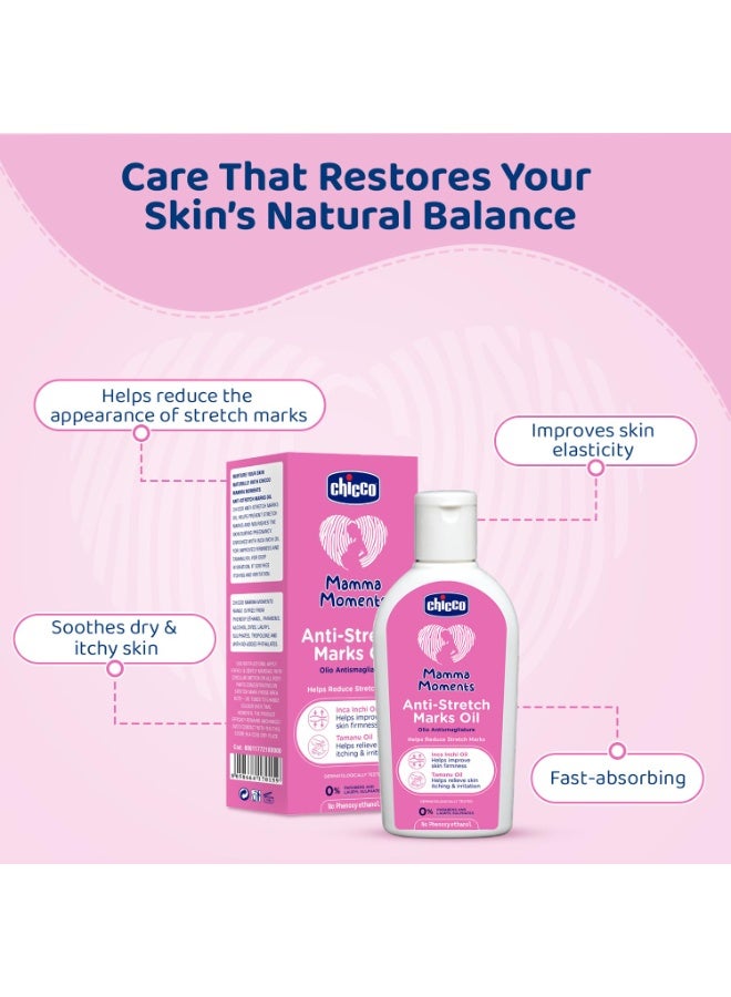 Chicco Mamma Moments Anti-Stretch Marks Oil 100ml | Helps Reduce Stretch Marks | Improve Skin Firmness | No Phenoxyethanol | Dermatologically Tested - Image 4