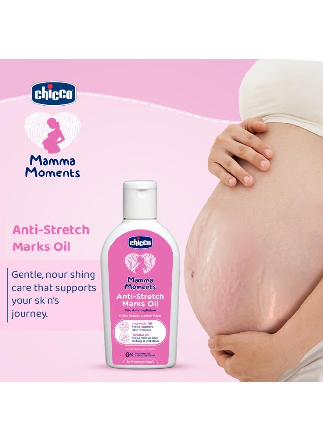 Chicco Mamma Moments Anti-Stretch Marks Oil 100ml | Helps Reduce Stretch Marks | Improve Skin Firmness | No Phenoxyethanol | Dermatologically Tested - Image 3