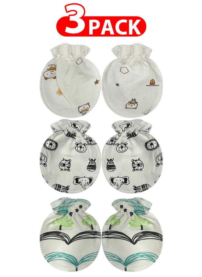 MARGOUN 3 Packs Newborn Baby Mittens Anti Scratch Baby Mittens No Scratch Mittens Baby Gloves for 0-6 Months Boys Girls Multicolour  - Image 1