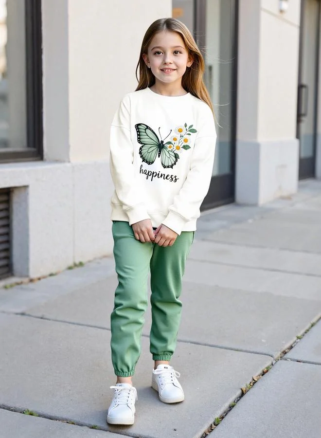 Take Two Take Two Teens Butterfly Print Sweatshirt and Joggers Set