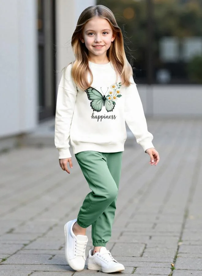 Take Two Take Two Teens Butterfly Print Sweatshirt and Joggers Set