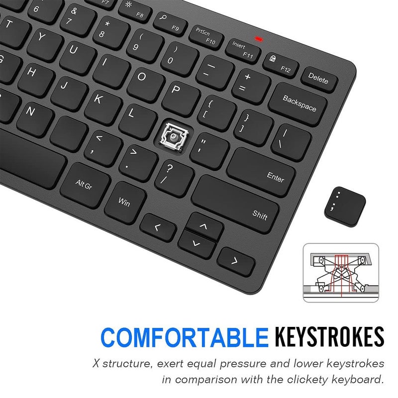 Arteck 2.4G Wireless Keyboard Ultra Slim and Compact Keyboard with Media Hotkeys for Computer Desktop PC Laptop Surface Smart TV and Windows 11/10/8/7, Black - Image 3