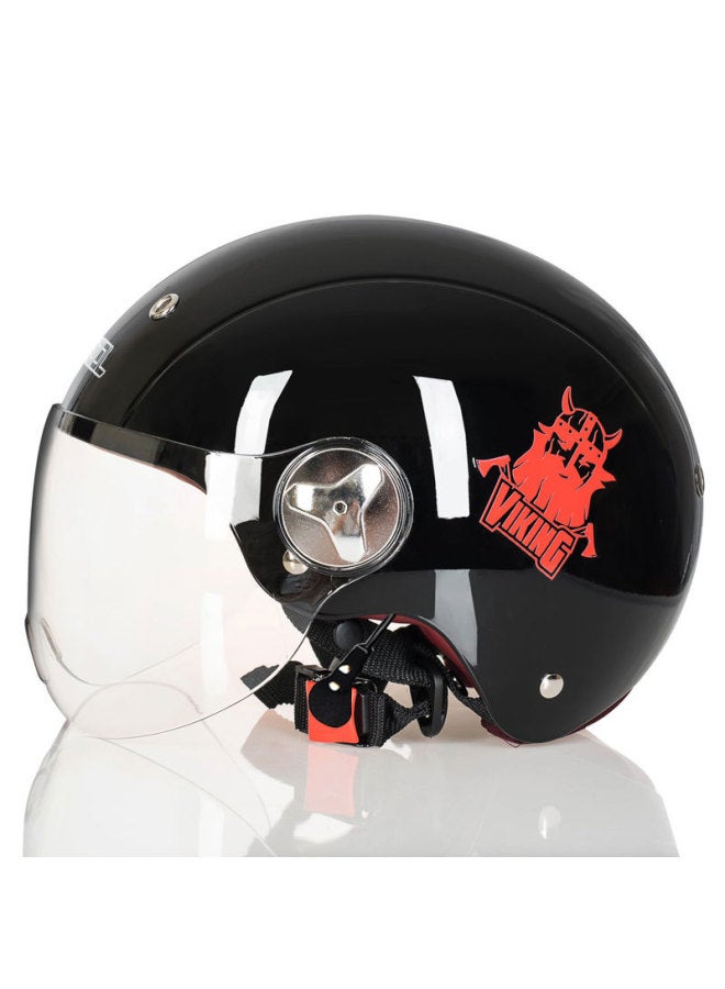 Red Vikings Electric Vehicle Helmet Women's Summer Battery Vehicle Safety Helmet Lightweight Personalized Half Helmet Motorcycle Riding