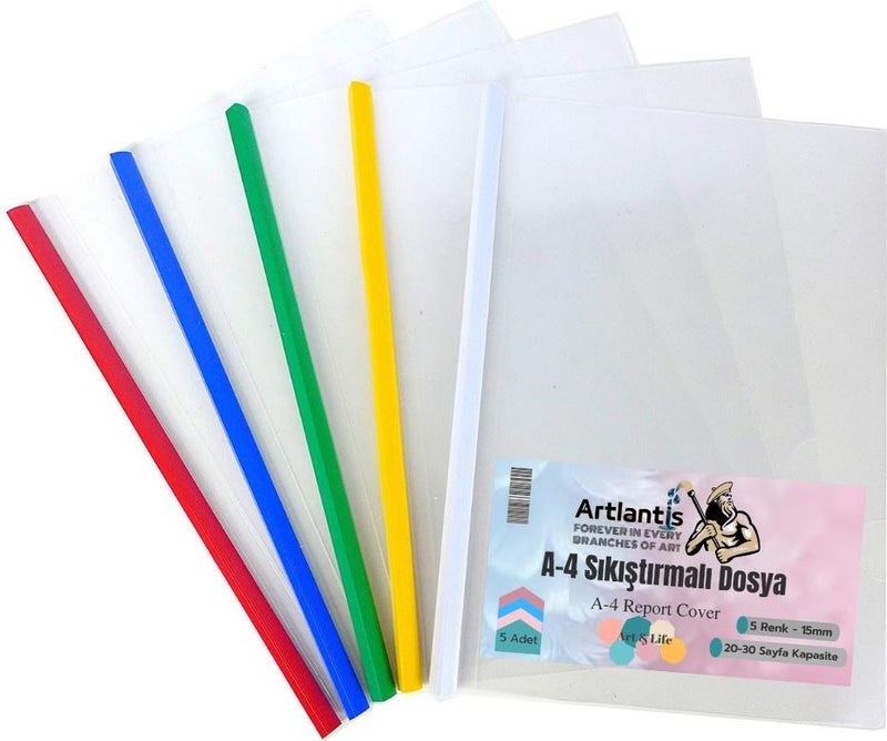 A-4 5-Piece Side Sliding Compression File 1 Pack A4 5 Color Compression File 1 Pack