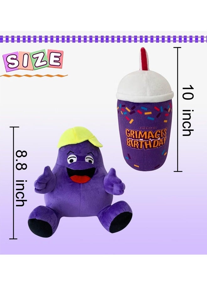 HALAMODO Grimace Plush,Grimace Shake Yellow Hat Plush Toy,Stuffed Animal Toy Game Doll Toy Fans Anime Great Gift for Boys and Girls - Image 3