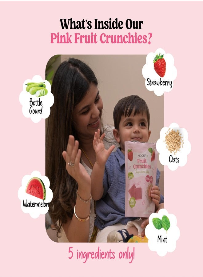 Nooka Pink Fruit Crunchies for Babies – Healthy Snack with Real Fruits & Veggies | 5 Ingredients Only | No Added Sugar | Melts in Baby’s Mouth | Age 7+ Months (20g) - Image 2