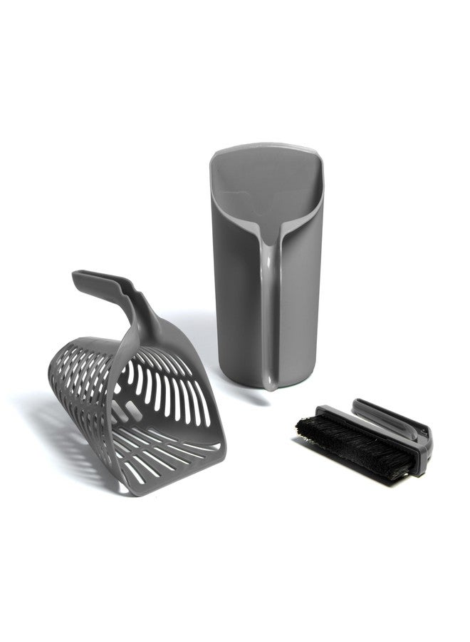 Kitty City Infinity Cat Litter Scoop with Holder – Non-Stick Aluminum Litter Sifter & Deep Shovel, Ergonomic Handle, Easy Clean Poop Scooper for Cats - Image 1