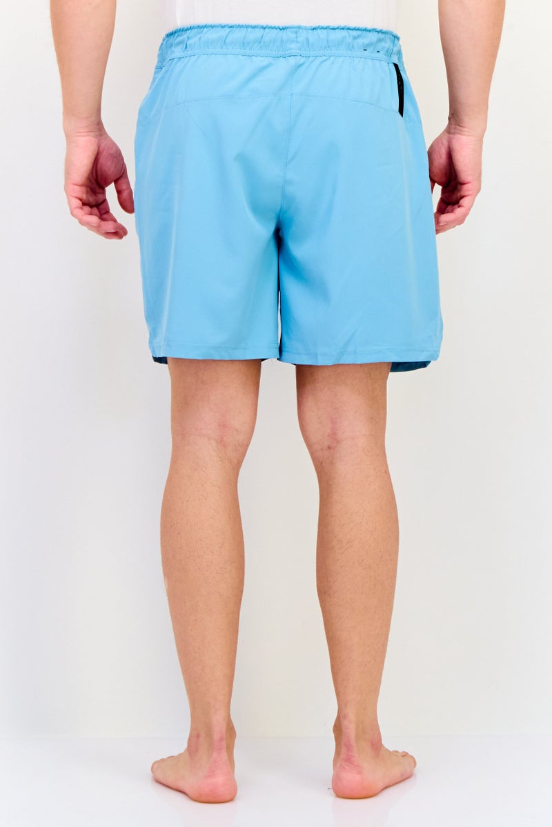 MOTION Men Drawstring Solid Board Shorts, Marina Blue - Image 3