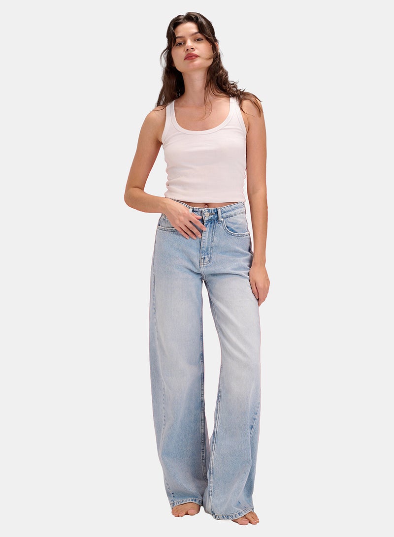 TGS Snow Light Blue Flared Leg Women Jeans - Image 1