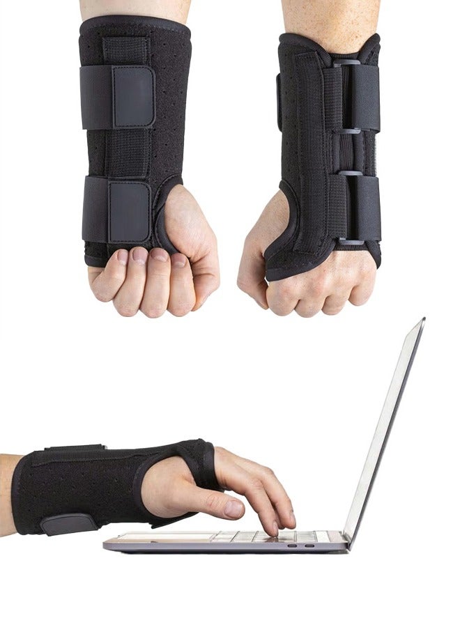 S-Color Adjustable Carpal Tunnel Left Hand Wrist Brace Support, Breathable Wrist Support Brace Splint with Aluminum Splint(Left Hand, S/M) - Image 1
