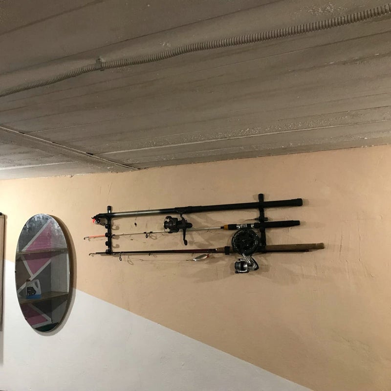 AUXPhome 1Pair Fishing Rod Storage rack, Horizontal Wall Mount Fishing Pole Holder Storage Organizer for Garage & Cabin & Basement - Holds up to 5 Rod - Easy to Install . Hardware included. - Image 3