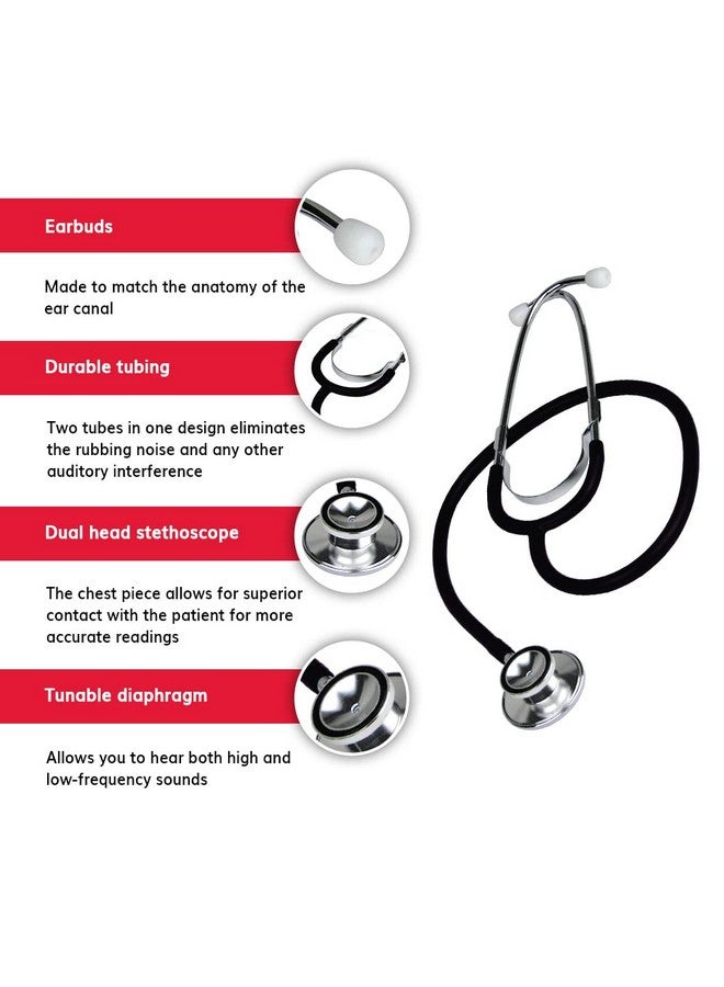 Ever Ready First Aid 143200 Dual Head Stethoscope Black - Image 2